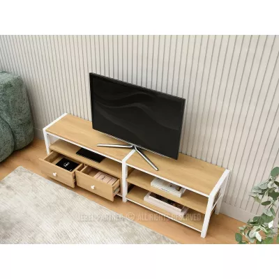 Televízny stolík ROMER - dub / biely