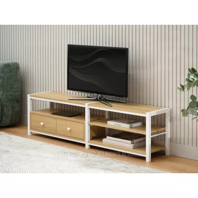 Televízny stolík ROMER - dub / biely