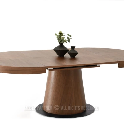 Okrúhly rozkladací stôl 120(220)x120 TOPAZ - orech / čierny