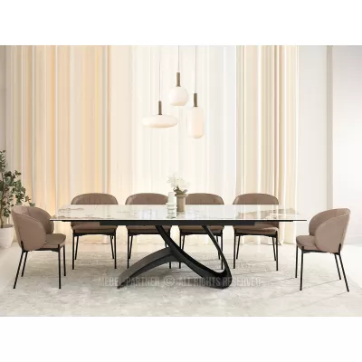 Rozkladací jedálenský stôl 180(260)x95 AGASI - biely mramor / čierny