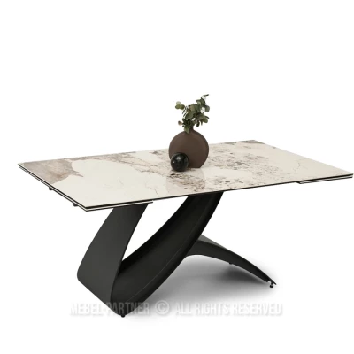 Rozkladací jedálenský stôl 180(260)x95 AGASI - biely mramor / čierny