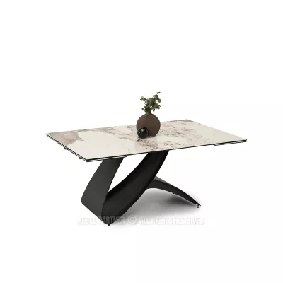 Rozkladací jedálenský stôl 180(260)x95 AGASI - biely mramor / čierny