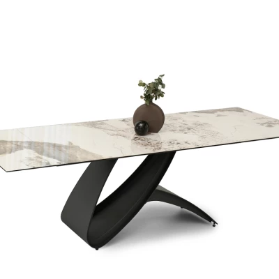 Rozkladací jedálenský stôl 180(260)x95 AGASI - biely mramor / čierny