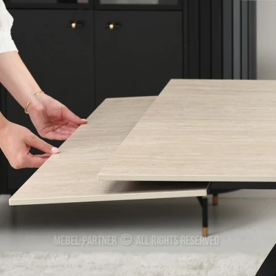 Rozkladací jedálenský stôl 180(260)x95 EVONY - béžový / čierny