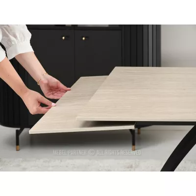 Rozkladací jedálenský stôl 180(260)x95 EVONY - béžový / čierny