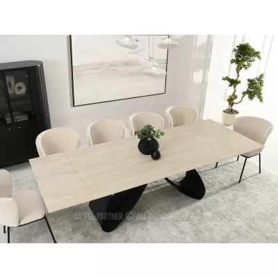 Rozkladací jedálenský stôl 180(260)x95 EVONY - béžový / čierny