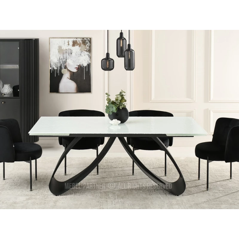 Rozkladací jedálenský stôl 180(260)x95 EVONY - biely / čierny