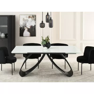 Rozkladací jedálenský stôl 180(260)x95 EVONY - biely / čierny