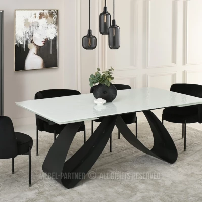 Rozkladací jedálenský stôl 180(260)x95 EVONY - biely / čierny