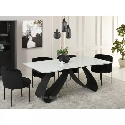 Rozkladací jedálenský stôl 180(260)x95 EVONY - biely / čierny