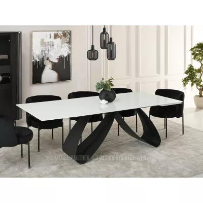 Rozkladací jedálenský stôl 180(260)x95 EVONY - biely / čierny