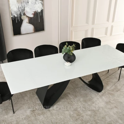 Rozkladací jedálenský stôl 180(260)x95 EVONY - biely / čierny