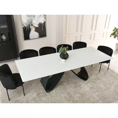Rozkladací jedálenský stôl 180(260)x95 EVONY - biely / čierny
