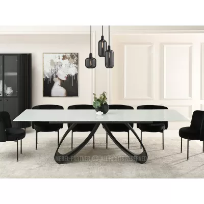 Rozkladací jedálenský stôl 180(260)x95 EVONY - biely / čierny