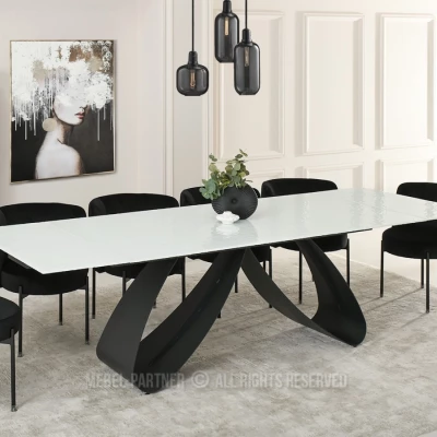 Rozkladací jedálenský stôl 180(260)x95 EVONY - biely / čierny
