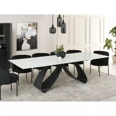 Rozkladací jedálenský stôl 180(260)x95 EVONY - biely / čierny