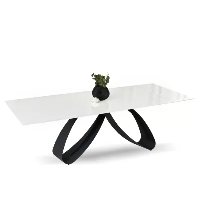 Rozkladací jedálenský stôl 180(260)x95 EVONY - biely / čierny