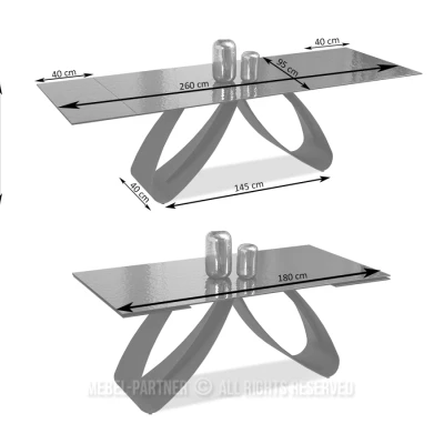Rozkladací jedálenský stôl 180(260)x95 EVONY - biely / čierny