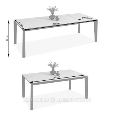 Rozkladací jedálenský stôl 180(240)x95 WAHI - sivý mramor / čierny