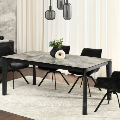 Rozkladací jedálenský stôl 180(240)x95 WAHI - sivý mramor / čierny