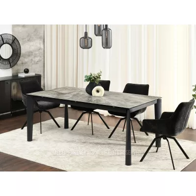 Rozkladací jedálenský stôl 180(240)x95 WAHI - sivý mramor / čierny