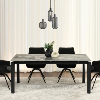 Rozkladací jedálenský stôl 180(240)x95 WAHI - sivý mramor / čierny