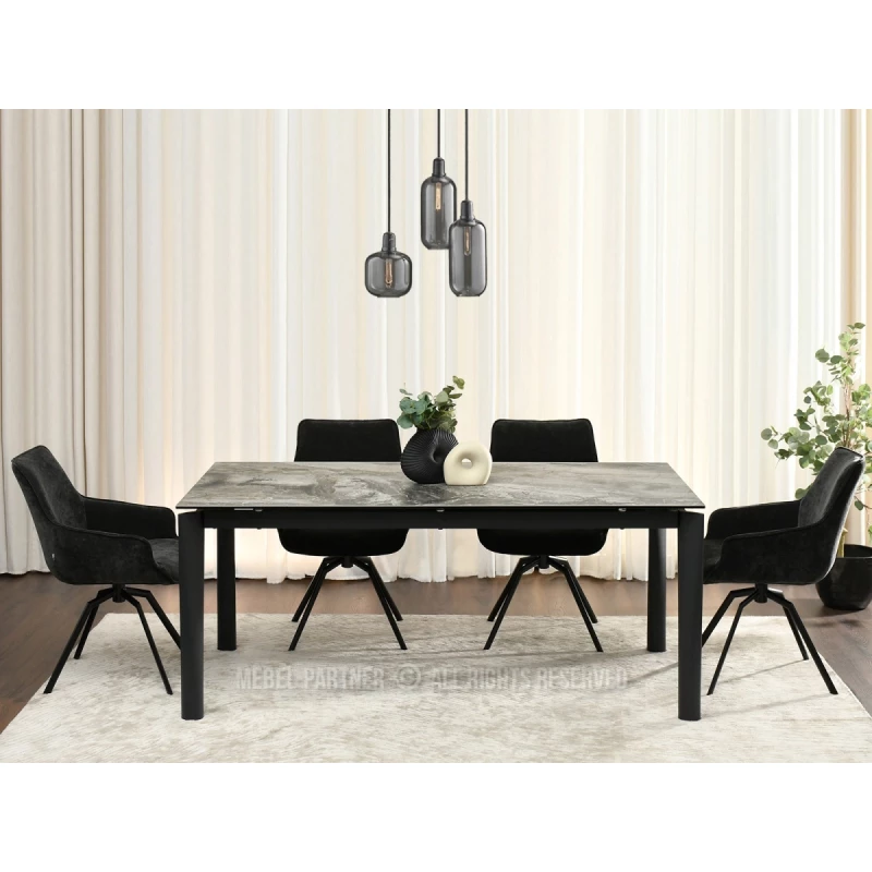 Rozkladací jedálenský stôl 180(240)x95 WAHI - sivý mramor / čierny