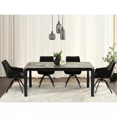 Rozkladací jedálenský stôl 180(240)x95 WAHI - sivý mramor / čierny