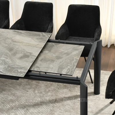 Rozkladací jedálenský stôl 180(240)x95 WAHI - sivý mramor / čierny