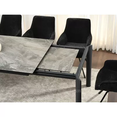 Rozkladací jedálenský stôl 180(240)x95 WAHI - sivý mramor / čierny