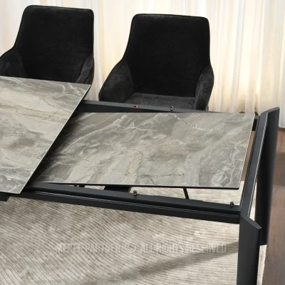 Rozkladací jedálenský stôl 180(240)x95 WAHI - sivý mramor / čierny
