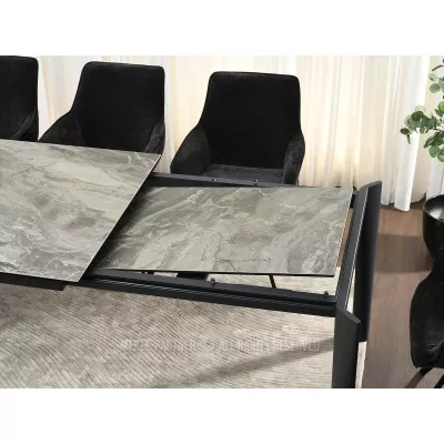 Rozkladací jedálenský stôl 180(240)x95 WAHI - sivý mramor / čierny
