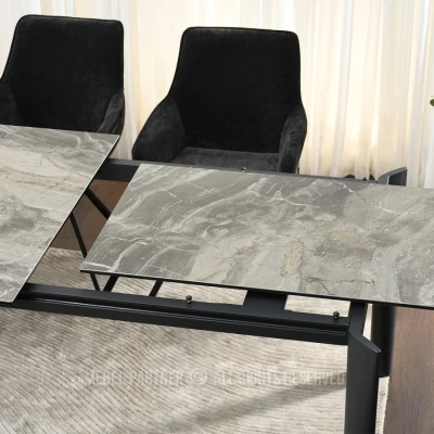 Rozkladací jedálenský stôl 180(240)x95 WAHI - sivý mramor / čierny