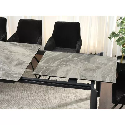 Rozkladací jedálenský stôl 180(240)x95 WAHI - sivý mramor / čierny