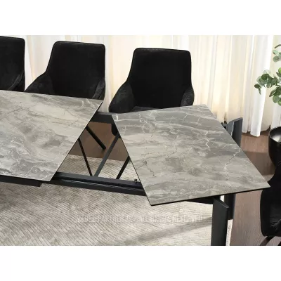 Rozkladací jedálenský stôl 180(240)x95 WAHI - sivý mramor / čierny
