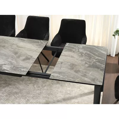 Rozkladací jedálenský stôl 180(240)x95 WAHI - sivý mramor / čierny