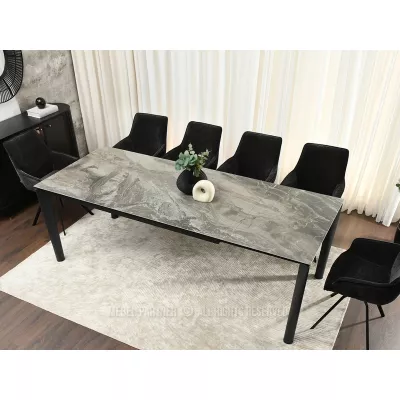 Rozkladací jedálenský stôl 180(240)x95 WAHI - sivý mramor / čierny