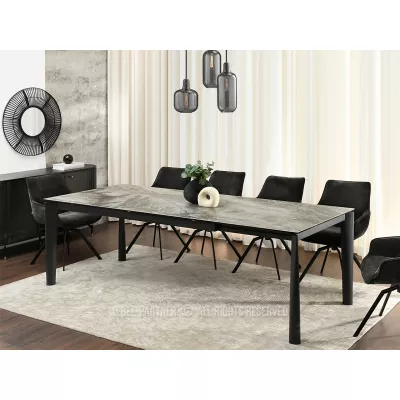 Rozkladací jedálenský stôl 180(240)x95 WAHI - sivý mramor / čierny