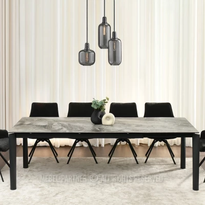 Rozkladací jedálenský stôl 180(240)x95 WAHI - sivý mramor / čierny