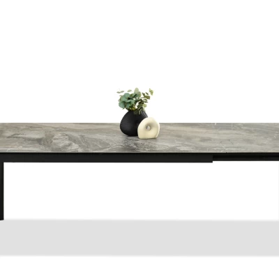 Rozkladací jedálenský stôl 180(240)x95 WAHI - sivý mramor / čierny