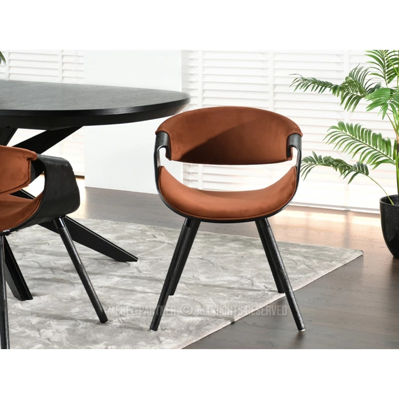 Dizajnová jedálenská stolička SAROLTA - medená / čierna
