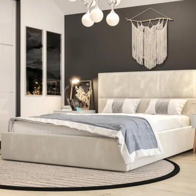 Čalúnená posteľ 180x200 EDELTRAUDA 1 s úložným priestorom - béžová