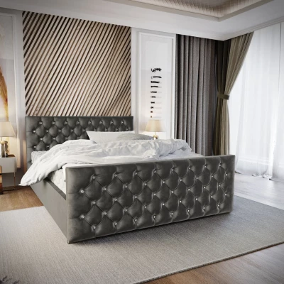 Luxusná manželská posteľ 160x200 NIKOLETA 1 s úložným priestorom - šedá