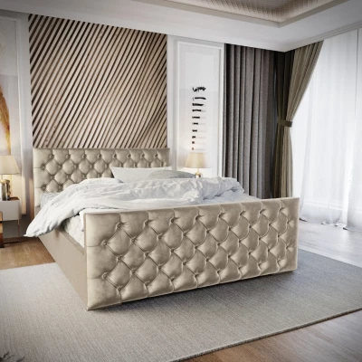 Elegantná čalúnená posteľ 90x200 ROSEMARIE 1 s úložným priestorom - béžová