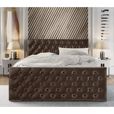 Elegantná čalúnená posteľ 90x200 ROSEMARIE 1 s úložným priestorom - tmavo hnedá