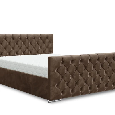 Elegantná čalúnená posteľ 90x200 ROSEMARIE 1 s úložným priestorom - tmavo hnedá