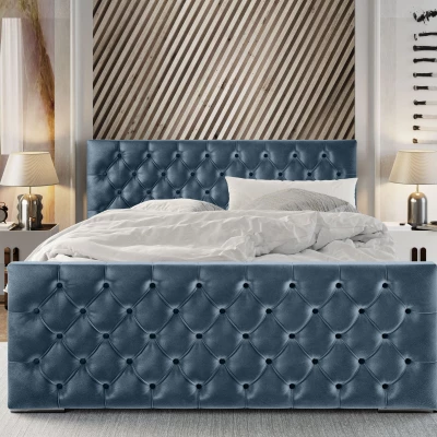 Elegantná čalúnená posteľ 90x200 ROSEMARIE 1 s úložným priestorom - svetlo modrá