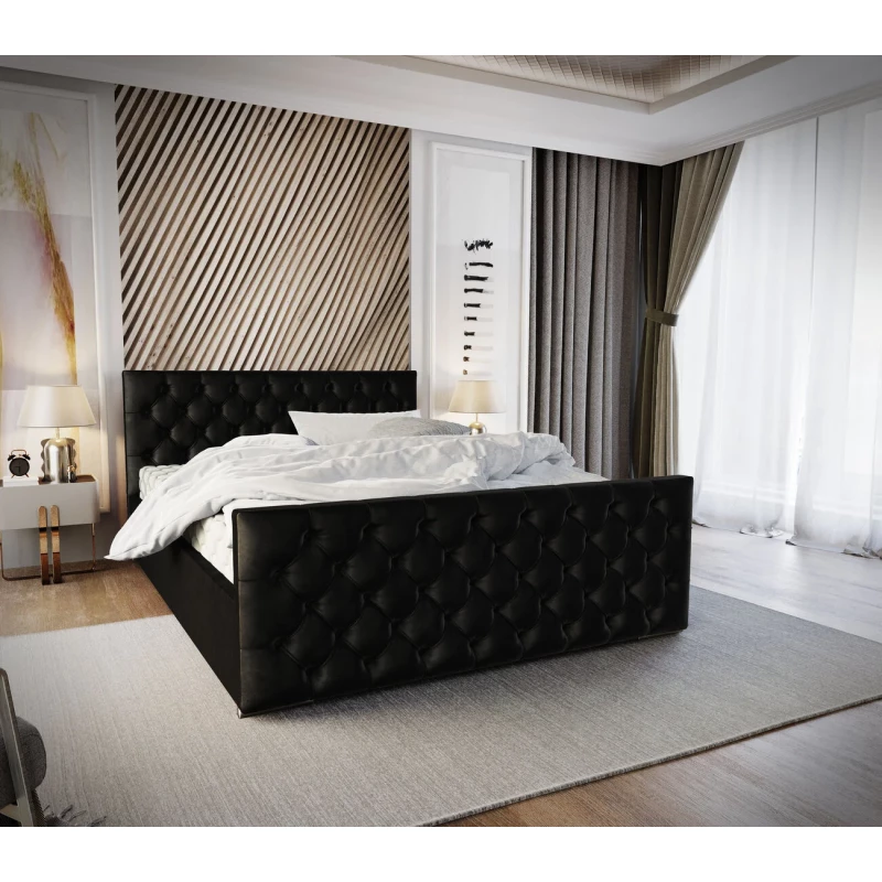 Elegantná čalúnená posteľ 90x200 ROSEMARIE 1 s úložným priestorom - čierna