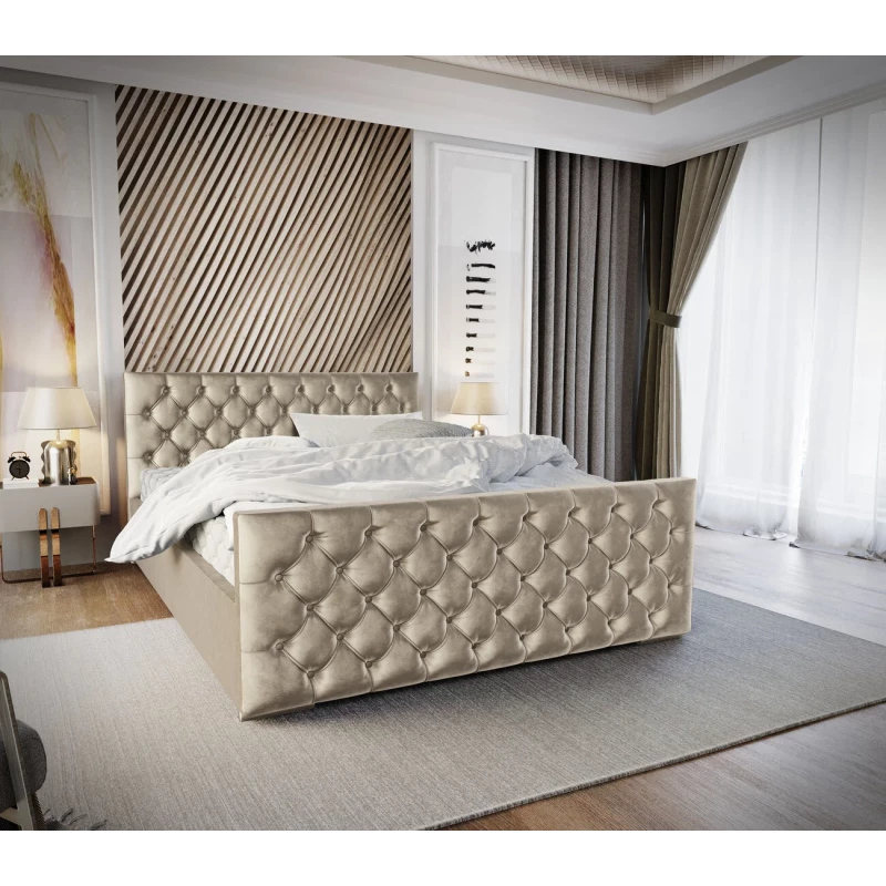 Elegantná čalúnená posteľ 120x200 ROSEMARIE 1 s úložným priestorom - béžová Elegantná čalúnená posteľ 120x200 ROSEMARIE 1 s úložným priestorom - béžová