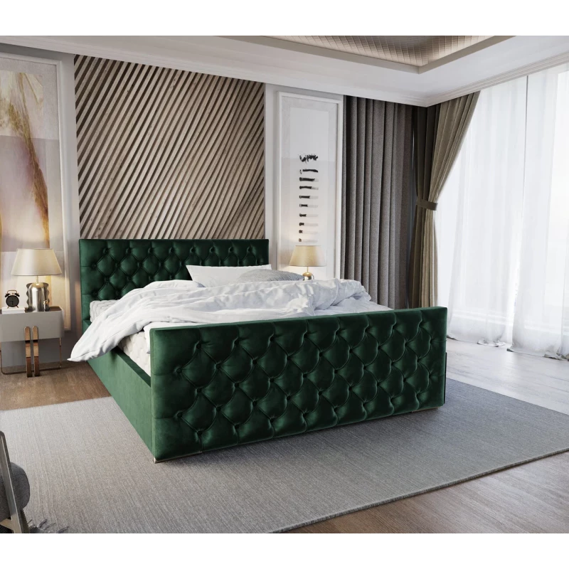 Elegantná čalúnená posteľ 120x200 ROSEMARIE 1 s úložným priestorom - zelená
